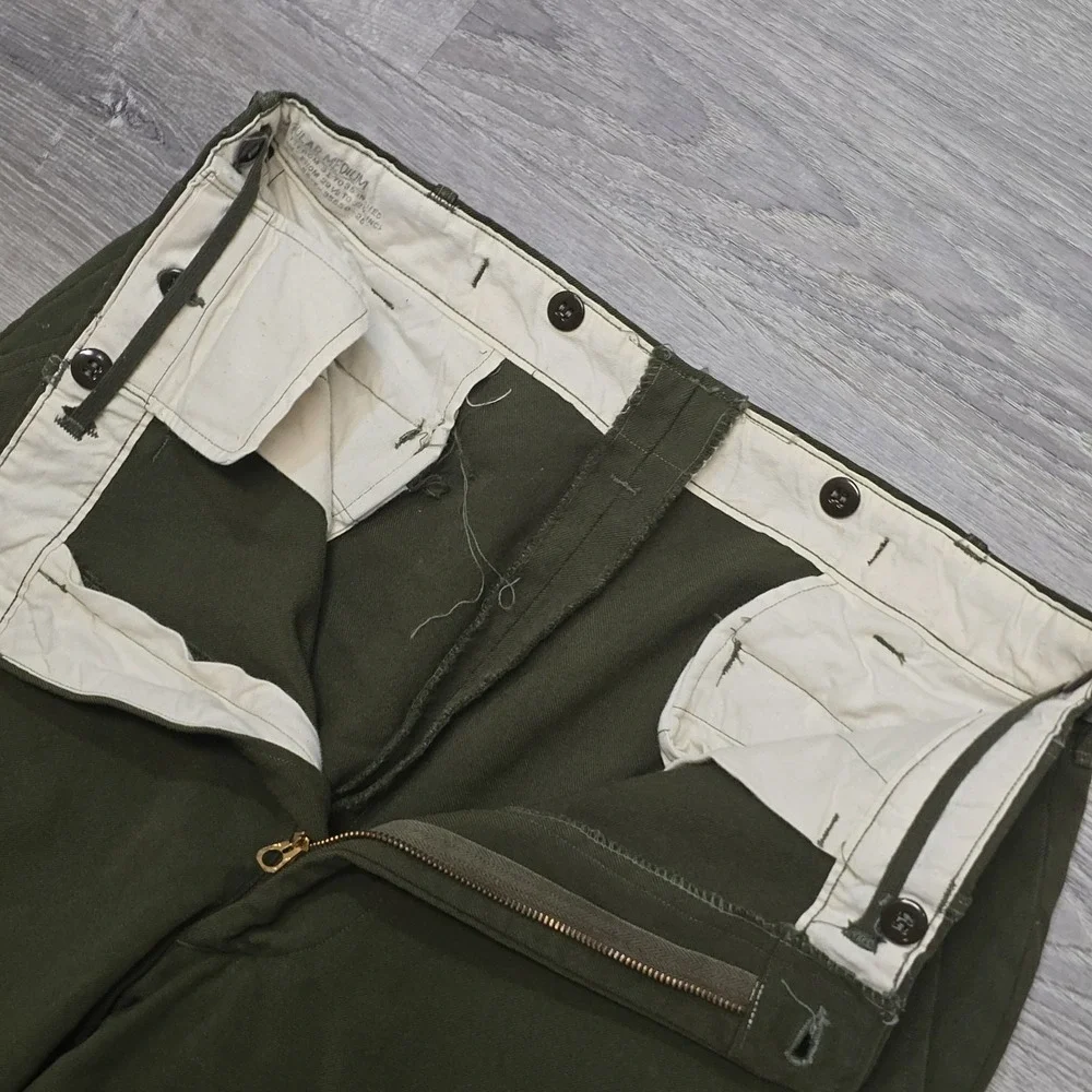 US Army M-1951‎ Heavy Wool Field Trousers 50s Korean War Waldes Zip Medium 34x26